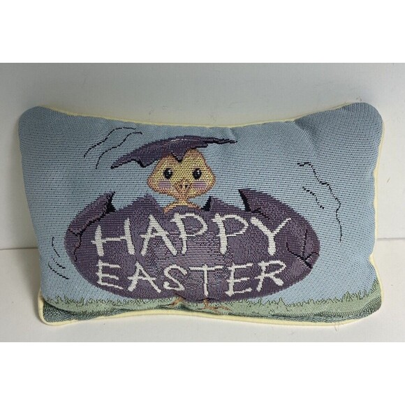 Happy Easter Baby Chick Decorative Mini Throw Accent Pillow 12 by 6 Inch - Picture 2 of 3